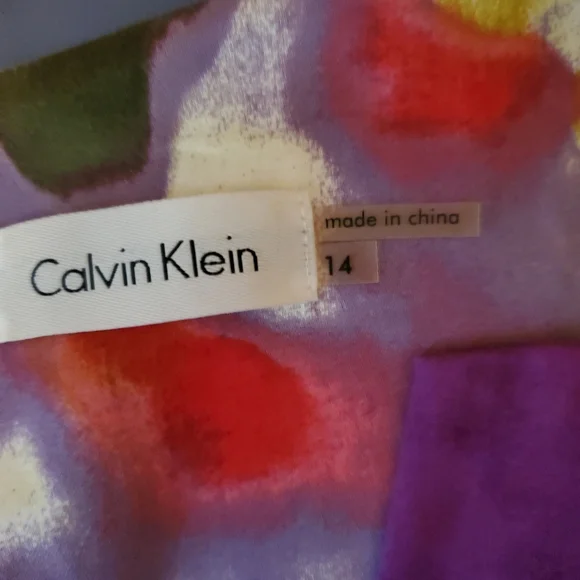 Calvin Klein spring summer floral v-neck Sheath dress size 14 - Picture 8 of 9
